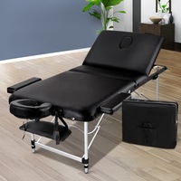 3 Fold Zenses Massage Table Beauty Bed 70cm Portable Black Aluminium