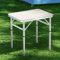  PORTAL Lightweight Aluminum Folding Square Table Roll Up Top 4  People Compact Table with Carry Bag for Camping, Picnic, Backyards, BBQ,  Brown : Everything Else