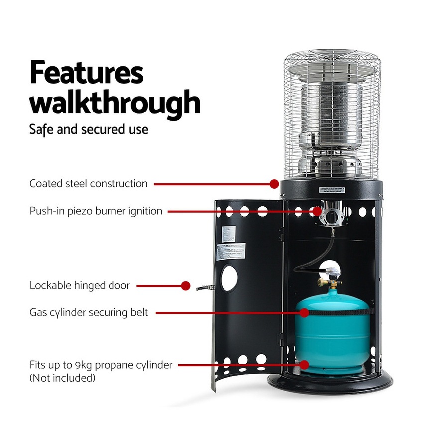 131CM Devanti Outdoor Gas Patio Heater Black