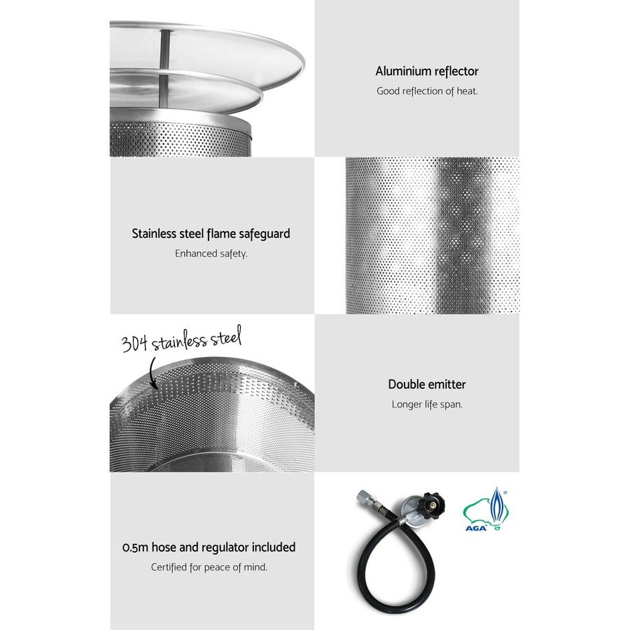 131CM Devanti Outdoor Gas Patio Heater Black