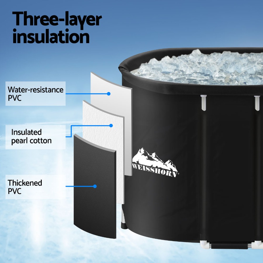 120x70X70CM Weisshorn Portable Ice Bath Tub Inflatable Cold Water Folding Bathtub Spa Massage