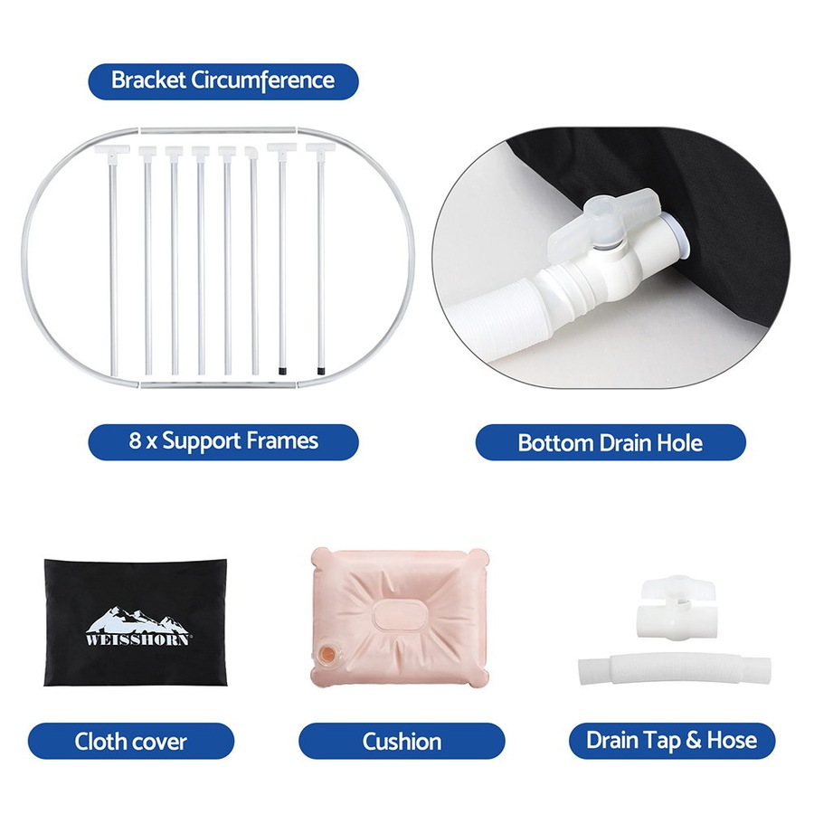 120x70X70CM Weisshorn Portable Ice Bath Tub Inflatable Cold Water Folding Bathtub Spa Massage