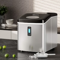 Devanti 3.2L Ice Maker Portable Stainless Steel Ice Cube Machine - Silver