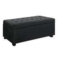 97cm Artiss Storage Ottoman Blanket Box Linen Charcoal