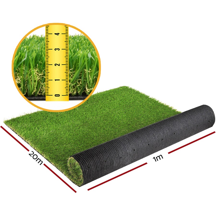 1mx20m Prime Turf Artificial Grass 30mm Synthetic Fake Lawn Turf Plastic Plant 4-coloured