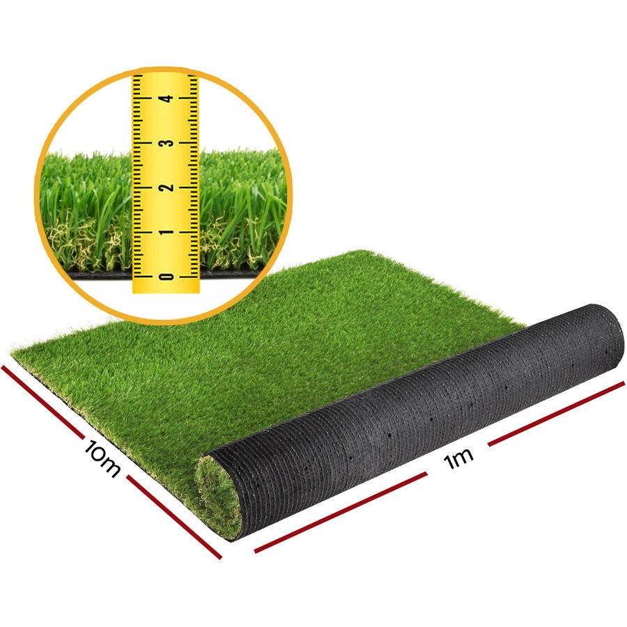 1mx10m Prime Turf Artificial Grass 20SQM 20mm Synthetic Fake Lawn Turf Plant Plastic 4-coloured