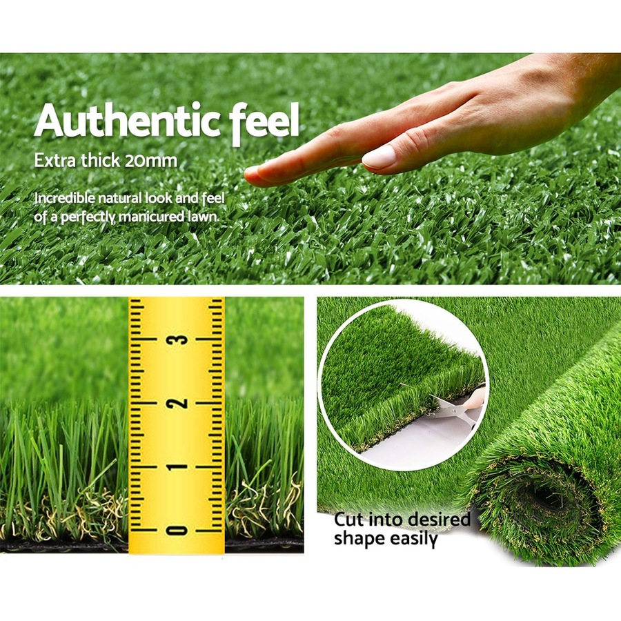 1mx10m Prime Turf Artificial Grass 20SQM 20mm Synthetic Fake Lawn Turf Plant Plastic 4-coloured