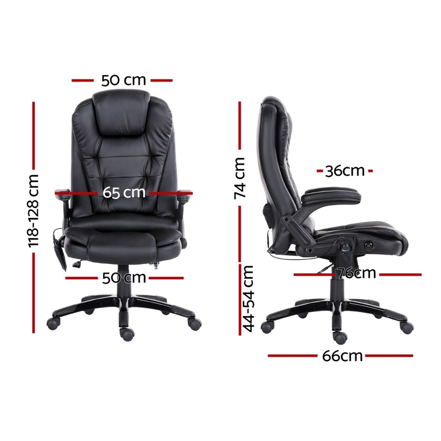 Artiss Massage Office Chair 8 -Point Executive Computer Gaming Chairs Black PU Leather