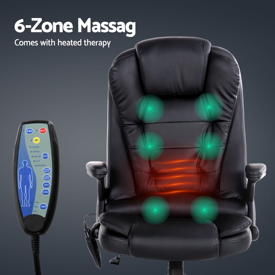 Artiss Massage Office Chair 8 -Point Executive Computer Gaming Chairs Black PU Leather