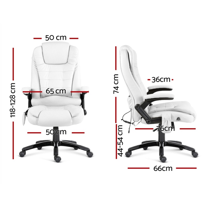 Artiss 8 Point Massage Office Chair Computer Desk Chairs Heated Recliner White MyDeal