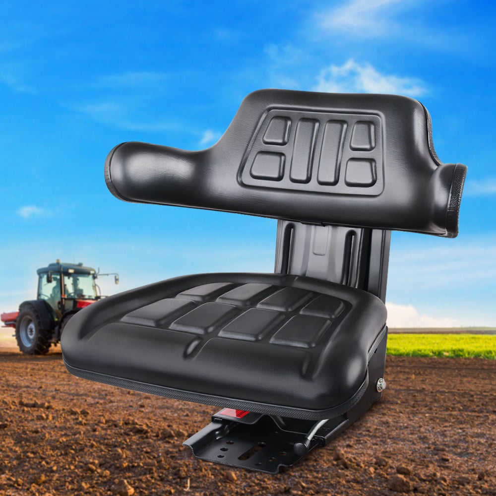 CDZHLTG Universal Forklift Seat Waterproof Tractor Seat Adjustable Mechanically Sprung Seat for Excavator Tractor Loader Dozer with Suspension Brown 