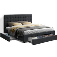 Buy Artiss Bed Frame Queen Size with 4 Drawers Charcoal AVIO - MyDeal