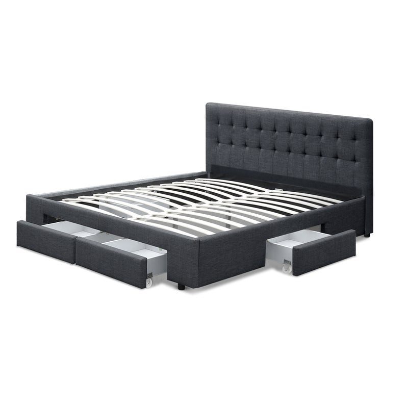 Artiss Avio Storage Bed Frame With 4, Queen Bed Frame With Double Mattress