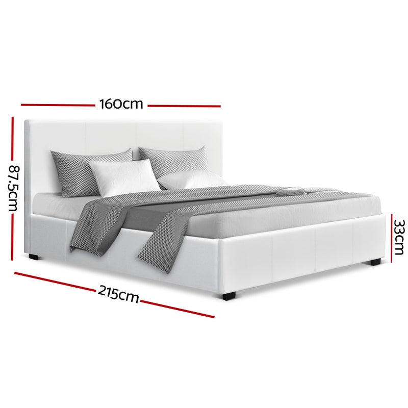 Artiss Queen Size Pu Leather And Wood, Queen Size Bed Frame And Headboard White