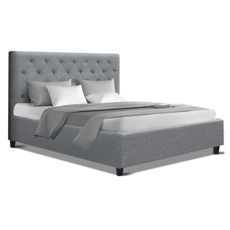 Artiss Queen Size Bed Frame Base Mattress Platform Fabric Wooden Grey VAN MyDeal