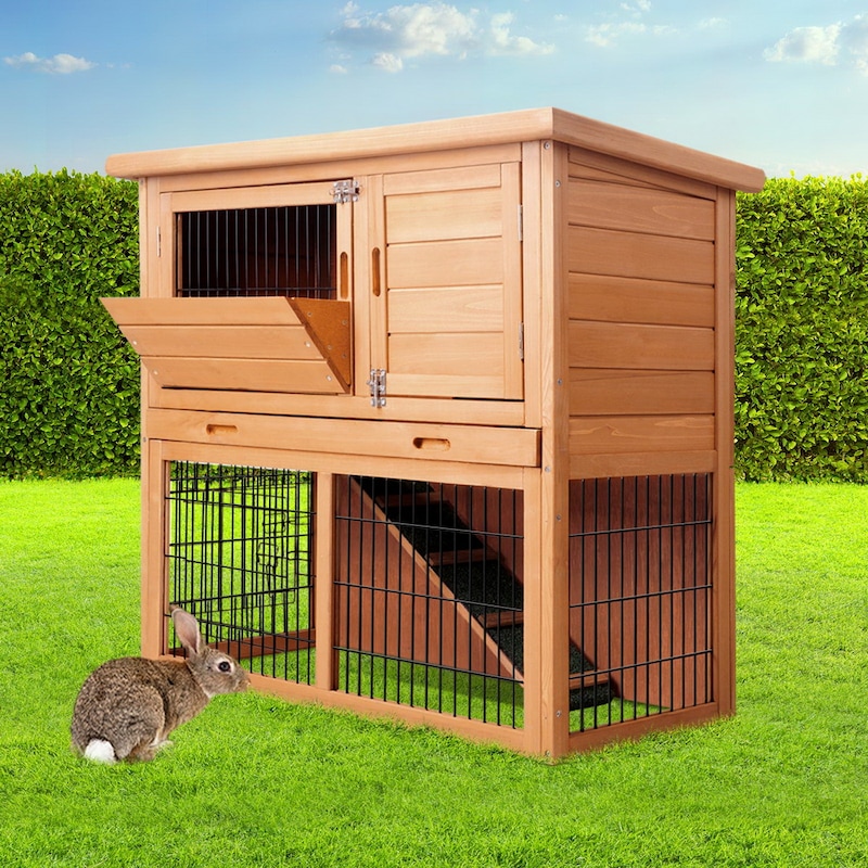 i.Pet Rabbit Hutch Hutches Large Metal Run Wooden Cage Waterproof