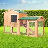 138cmx44cmx85cm i.Pet Chicken Coop Rabbit Hutch Large House Run Cage Wooden Outdoor