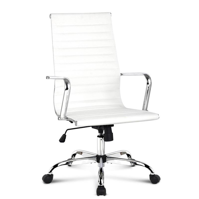 Buy Artiss PU Leather High Back Office Desk Chair White MyDeal