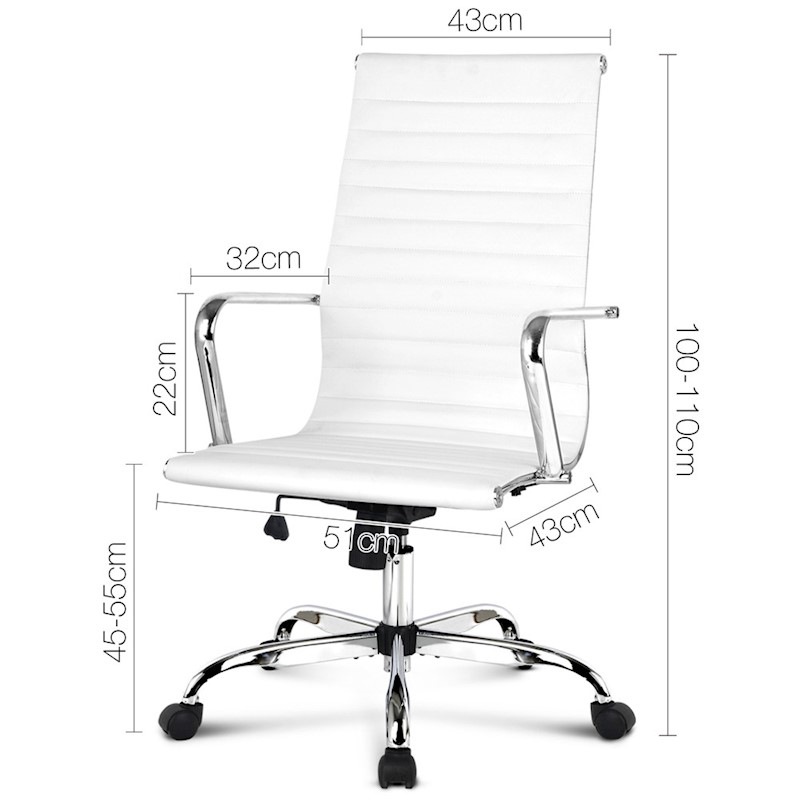 Buy Artiss PU Leather High Back Office Desk Chair White MyDeal