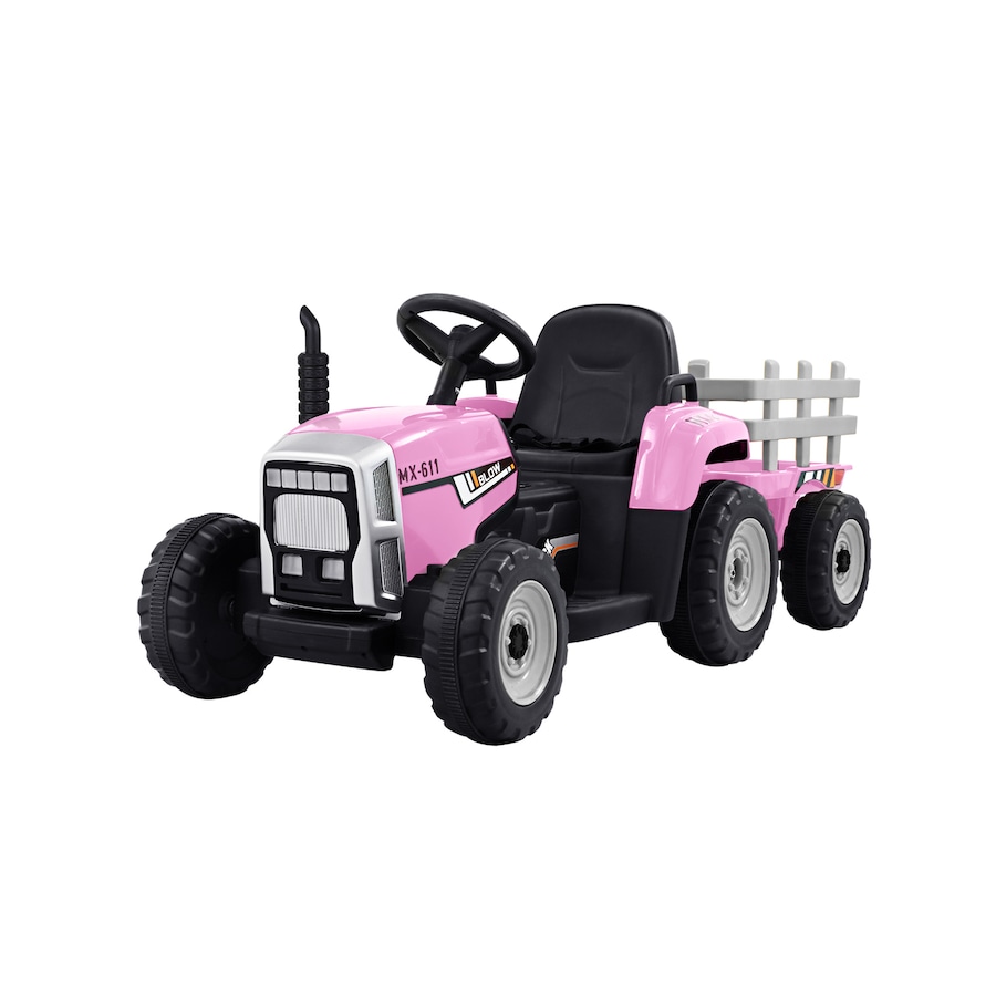 Rigo 12V Kids Ride On Car Electric Tractor with Detachable Trailer Pink Ride-On Tractor Outdoor Toys