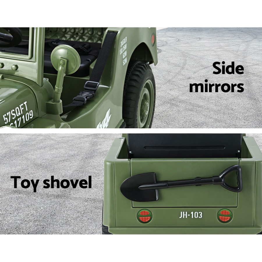 12V Kids Ride On Car Rigo Electric Jeep Military Off Road Toys Remote Olive