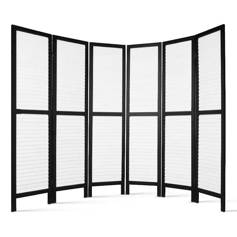 Artiss 6 Panel Wooden Room Divider Black MyDeal