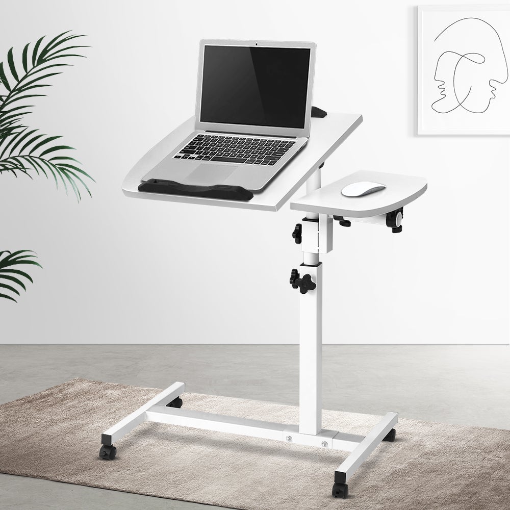 Artiss Laptop Desk Height Adjustable Stand Up Table With Cooler White