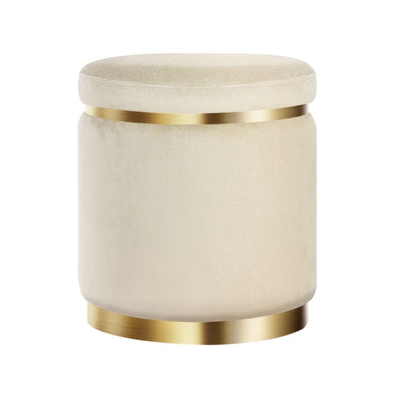 Buy Artiss Foot Stool Ottoman Footstool Round Velvet Large Foot Rest