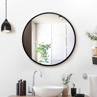 1 Set 50cm Embellir Wall Mirror Makeup Mirror Framed Round Black