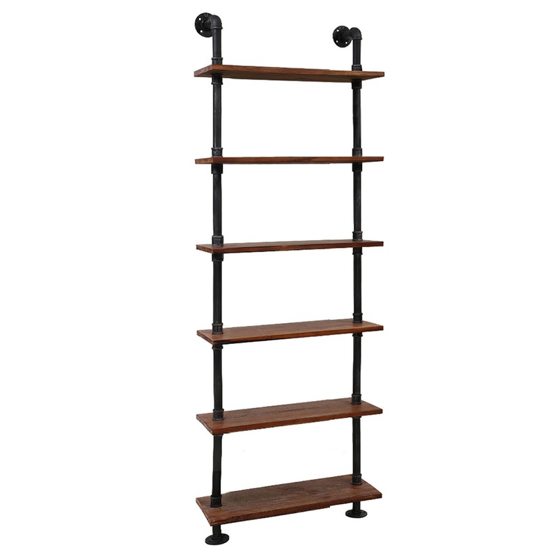 Artiss 6tier Industrial Pipe Ladder Shelf DIY Wall Shelves Rustic 60cm