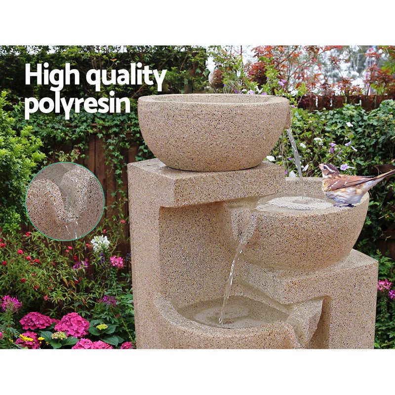 Solar Power Fountain Water Feature Bird, Solar Powered Multi Layer Garden Water Feature Fountain With Led Lights