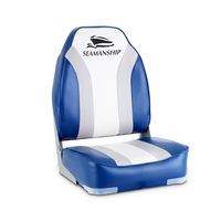 2X Seamanship Folding Boat Seats Marine Seat Swivel High Back 12cm Padding Blue