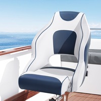1X Seamanship Captain Bucket Boat Seats Flip Up Bolster Swivel 15cm Padding Blue