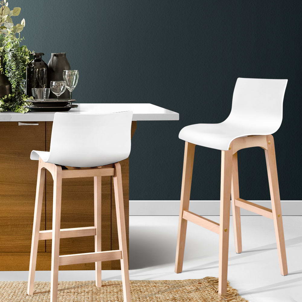 timber and white stools