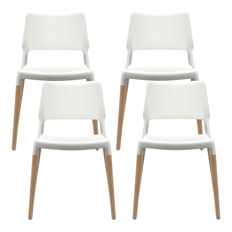 Buy Artiss White Dining Chairs Stackable Plastic Dining Room Chairs Set