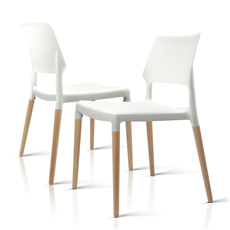 Artiss White Dining Chairs Stackable Plastic Dining Room Chairs Set Of