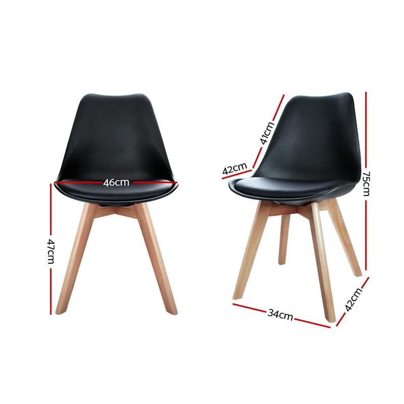 Buy Artiss Pu Leather Dining Chairs Black Kitchen Chairs Set Of 4 Eames