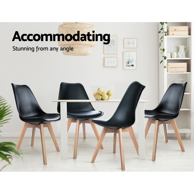 Buy Artiss Pu Leather Dining Chairs Black Kitchen Chairs Set Of 4 Eames