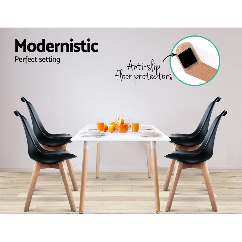 Buy Artiss Pu Leather Dining Chairs Black Kitchen Chairs Set Of 4 Eames