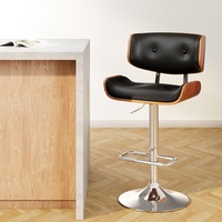 1X Artiss Bar Stools Gas Lift Leather Black