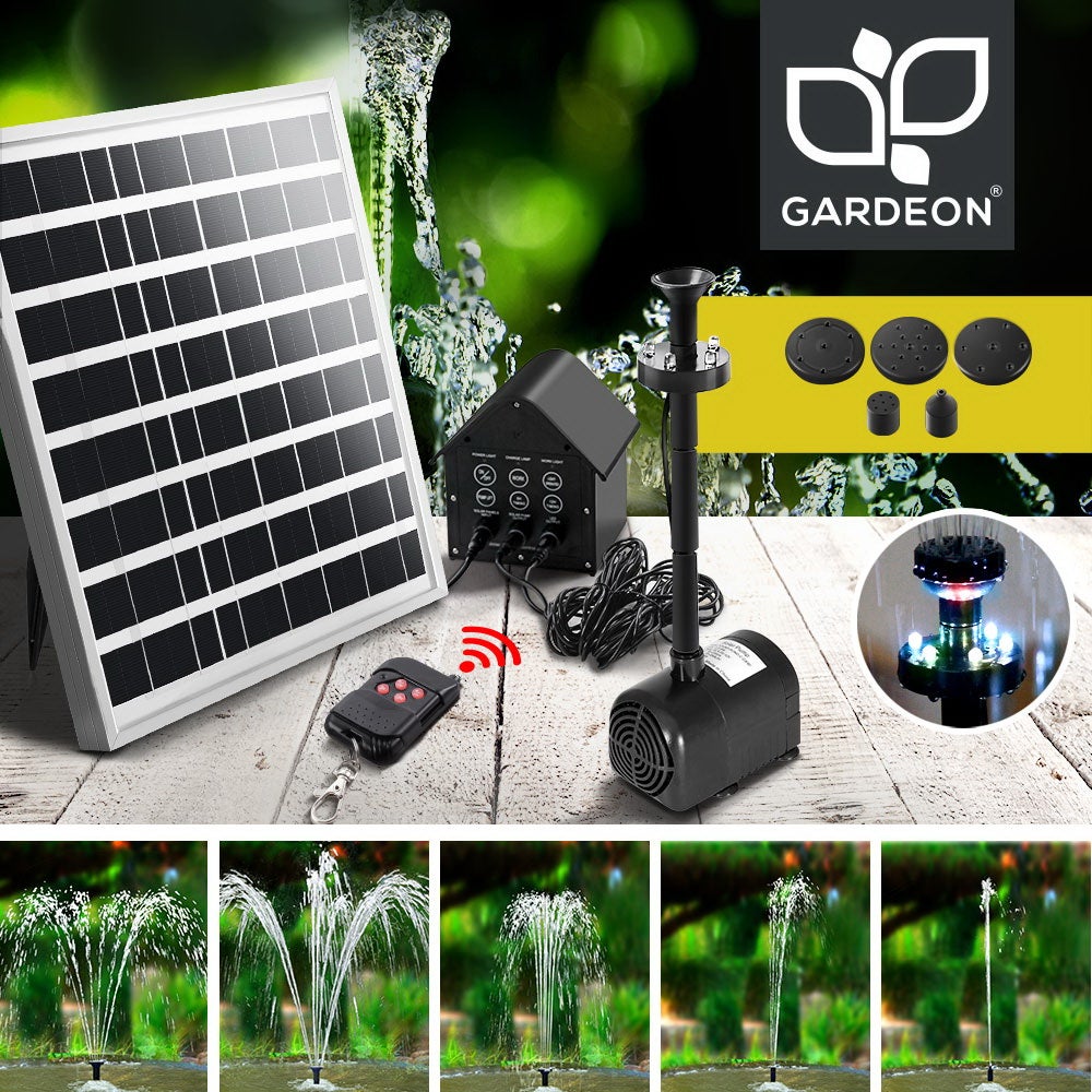 Gardeon Solar Pond Pump with Battery Kit LED Lights 5 FT