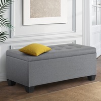 97cm Artiss Storage Ottoman Blanket Box Linen Grey