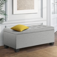 Artiss Storage Ottoman Blanket Box 97cm Light Grey