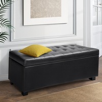 97cm Artiss Storage Ottoman Blanket Box Leather Black