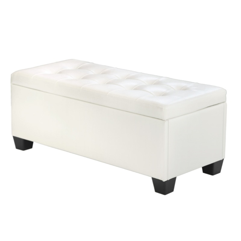 Buy Artiss Storage Ottoman Blanket Box 97cm Leather White MyDeal