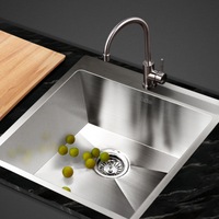 53X50CM Cefito Stainless Steel Sink Kitchen Basin Single Bowl Silver