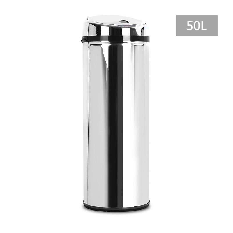 Devanti 50L Stainless Steel Bin Rubbish Motion Sensor Waste Automatic