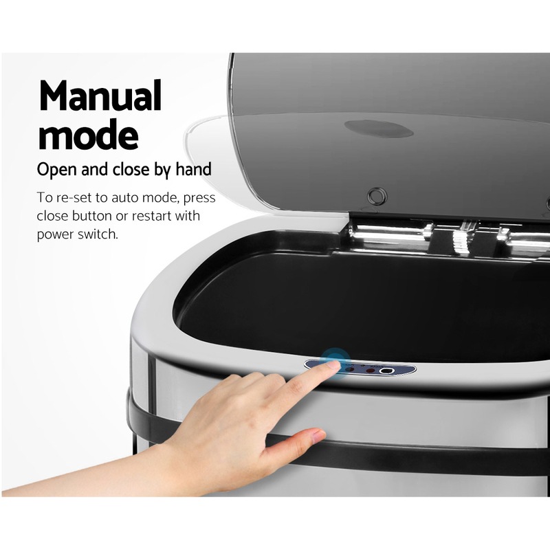 Buy Devanti 50L Stainless Steel Motion Sensor Bin Rubbish Trash Can