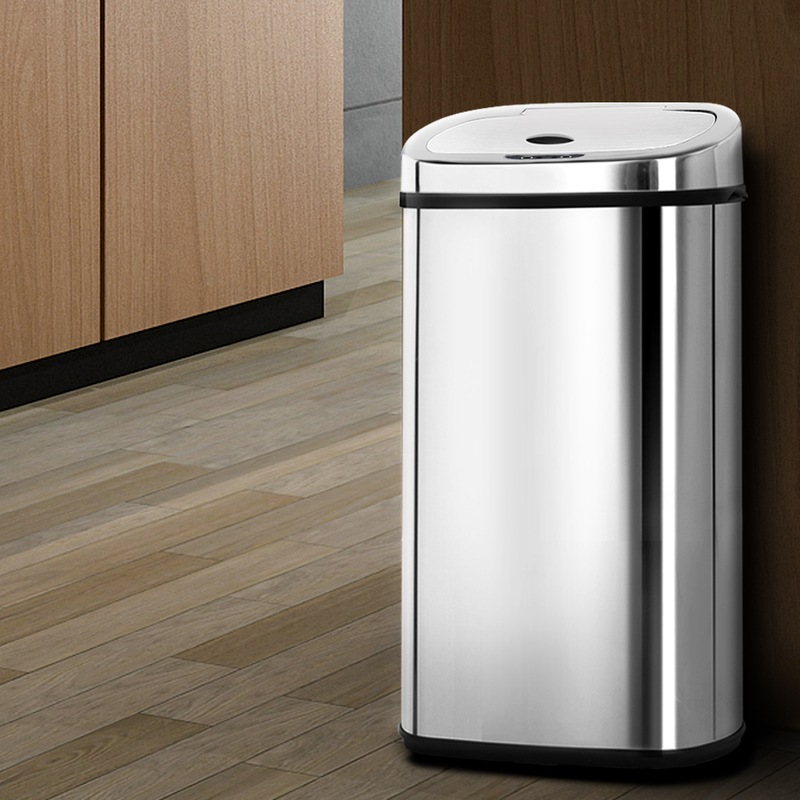 Devanti 50L Stainless Steel Motion Sensor Bin Rubbish Trash Can