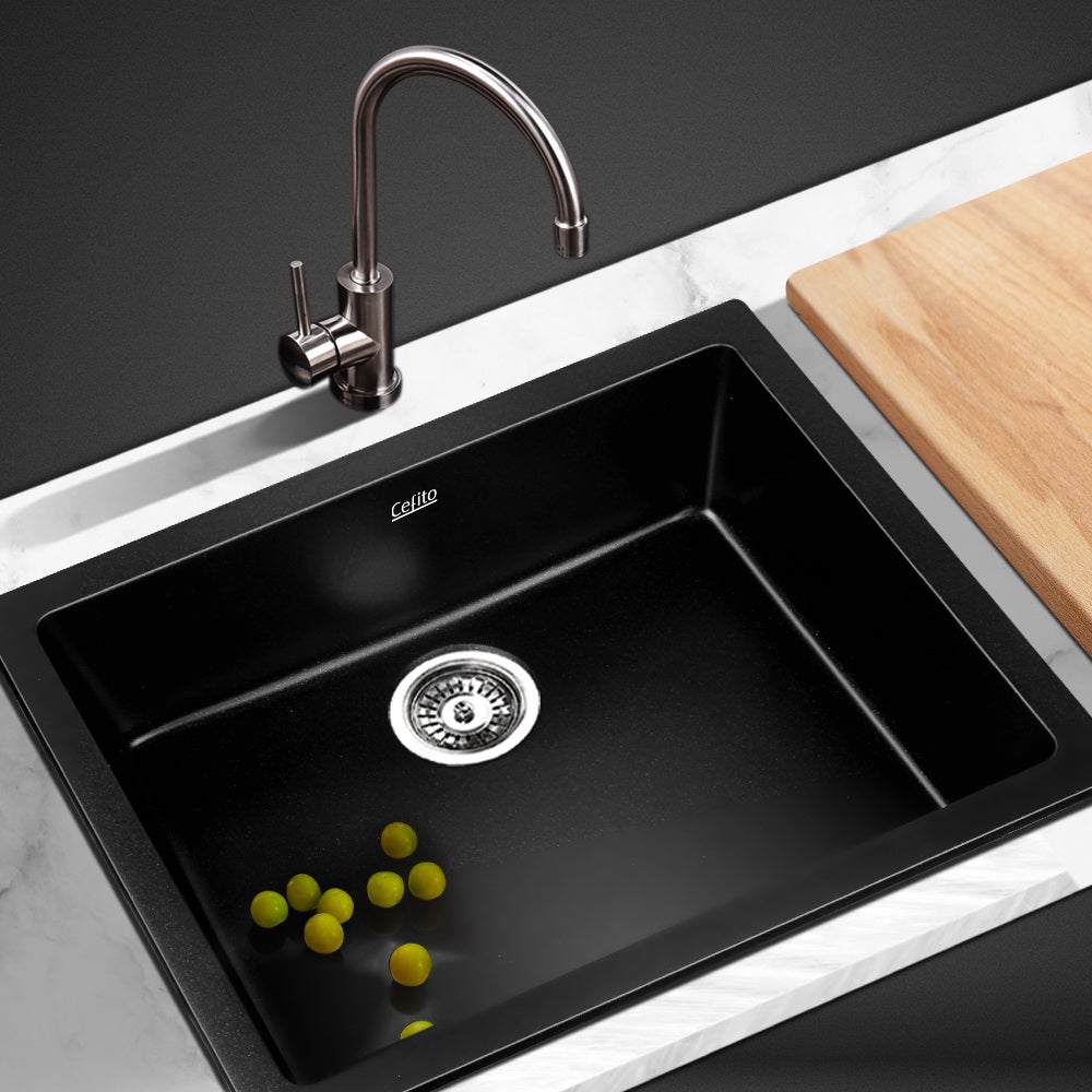 Cefito Kitchen Sink 46X41CM Granite Stone Kitchen Sinks in Black